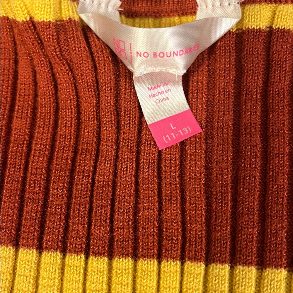 No Boundaries Rust and Yellow Ribbed Knit Top - Picture 2 of 3